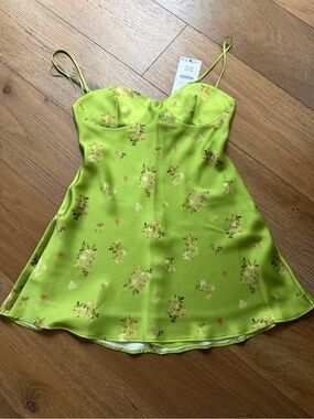 Zara Lime Green Floral Mini Dress